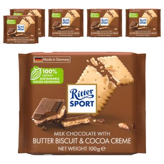 Ritter Sport 奶油餅乾巧克力, 6包, 100g