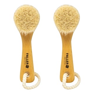 fA brushes 森詠木香 馬毛手肘膝蓋腳跟溫和按摩乾刷, 原木色, 2支, 1入