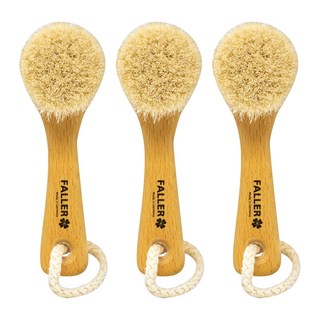 fA brushes 森詠木香 馬毛手肘膝蓋腳跟溫和按摩乾刷, 原木色, 3支, 1入