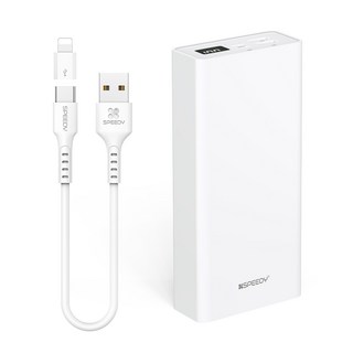스피디 슬림핏 대용량 보조배터리 30000mAh +C타입 케이블, SPE-B2PA30CPQ, 화이트