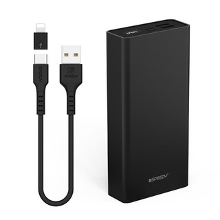 스피디 슬림핏 대용량 보조배터리 30000mAh + C타입 케이블, SPE-B2PA30CPQ, 블랙