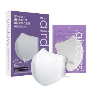 Air Days KF94 修身面罩超大號白色, 白色的, 1件, 50張