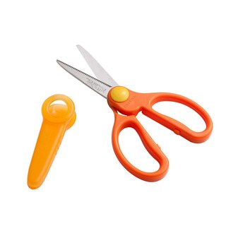 PiYOPiYO 黃色小鴨 小鴨多功能食物剪刀 附刀尖保護蓋 左右手均可使用, 5.8 x 15.5cm, 橘色, 1支