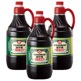 KIKKOMAN 龜甲萬 甘醇薄鹽醬油 二次釀造 100%純釀造, 1.6L, 3瓶