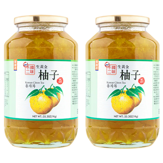 韓味不二 生黃金柚子茶 冷沖熱泡皆宜 可當果醬塗抹、西點麵包烘培用, 1kg, 1罐, 2罐