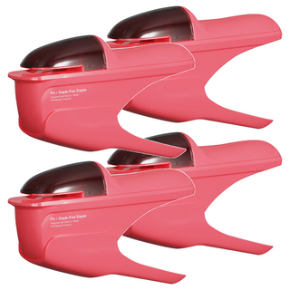 urban prefer PIN 無針釘書機 一體成型刀頭 半透明可推式上蓋 弧面省力設計, 熔岩紅, 4個