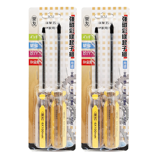 泉友 強磁彩條起子2入組 高級DIY家用起子 6x100mm, 2組