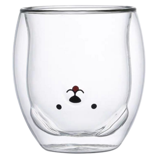 AWANA 可愛動物雙層玻璃杯 240ml, 狗狗, 1個