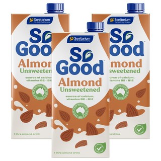 So Good 無糖杏仁奶 高鈣低脂 素食者適用 無乳糖無麩質, 1L, 3瓶