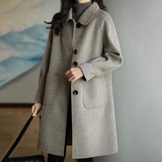 LUNA GIRL 女款Crovin口袋毛呢大衣