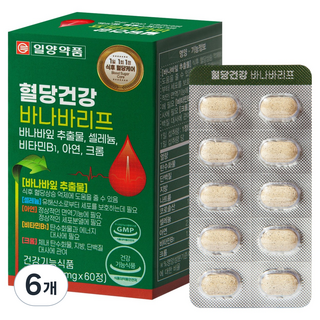일양약품 혈당건강 바나바리프 영양제, 60정, 6개