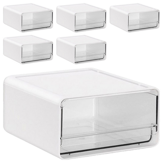 comet 家用透明抽屜多功能收納盒, 白色, 6個