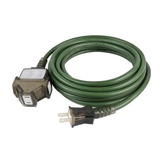 aibo 2P 1開3插動力延長線 5M 耐衝擊PVC 過載自動斷電, 綠色, 1條