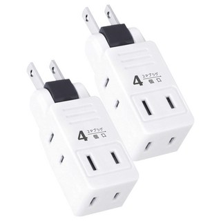 Dr.AV 聖岡科技 日式新創轉向四面插 TNT-825R 135度旋轉插頭 四面插座設計 節省空間, 白色, 2個