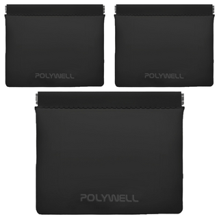 POLYWELL 寶利威爾 PU彈片收納包 PW15-T65-0808 15 x 11.5cm, 黑色, 3個