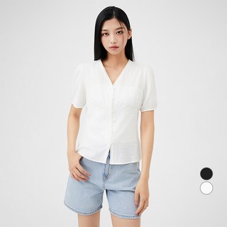 MIXXO V領羅紋短袖襯衫
