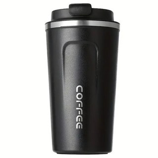 翻蓋直飲304咖啡保溫杯, 黑色, 500ml, 1個