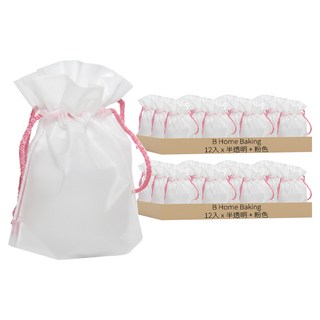E Home Baking 半透明束口袋 中款, 半透明 + 粉色, 24入