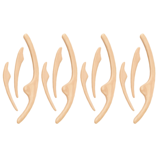 上手家居 日式瘦臉體雕按摩器 3件組 撥筋棒/臉部按摩器/刮痧棒, 原木色, 4組