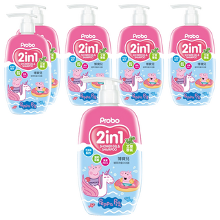 Probo 博寶兒 植萃洗髮沐浴露, 2合1 艾草香氛 溫和低敏配方, 500ml, 6瓶
