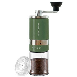 칼딘 매뉴얼 플러스 휴대용 커피 그라인더 + 투명 PS 커버, 올리브그린, 1개