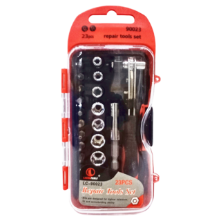 LECHGTOOLS 23件棘輪板手組，鋼製 塑膠，LC-90023, 1組