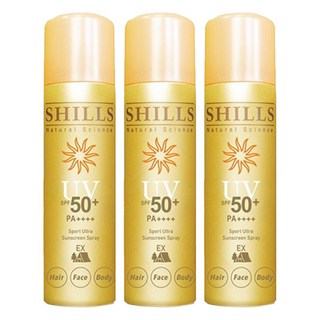 SHILLS舒兒絲 涼感防曬噴霧罐裝極限戶外(金) SPF50+ PA++++ 清爽保濕 全身適用, 90g, 3件