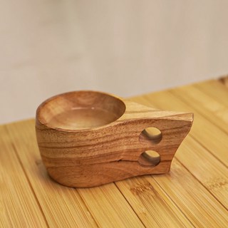 IDOOGEN 經典馬克杯露營杯 自然色, 1個, 木質