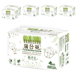蒲公英 環保抽取式衛生紙 輕巧包 2層 120張, 20包, 6袋
