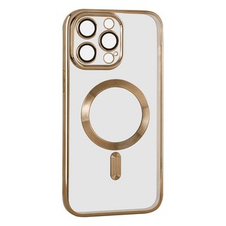 透明髮絲紋 MagSafe 磁吸手機殼 鏡頭全包保護 無線直充 輕薄, iPhone 14 Pro Max, 金色