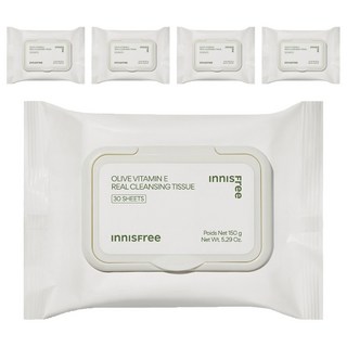 INNISFREE 台灣公司貨 橄欖維他命E卸妝棉, 30張, 5包