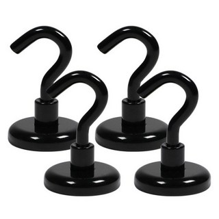 IDOOGEN 車泊露營 超強力釹磁鐵掛鉤型 4入, 黑色