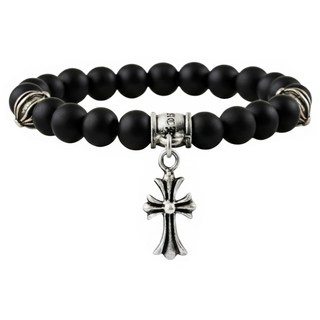 Shoveoff 男士十字架黑瑪瑙原石手鍊
