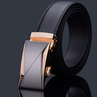 本革職人 真皮男仕時尚商務精選系列 交錯雙邊菱格款免鑽孔伸縮自動扣皮帶