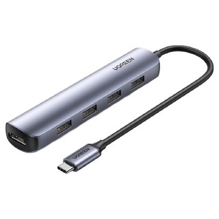 UGREEN 綠聯 五合一 Type-C集線器 HDMI + USB3.0 輕巧便攜版 4個, 1組, 灰色