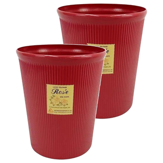 Polywise 翰庭 大玫瑰紙林 垃圾桶 14L 2個, 紅色