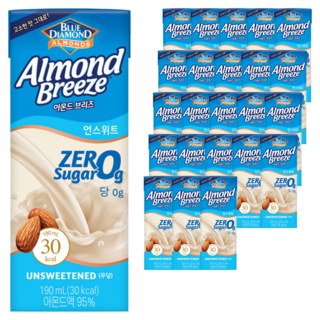 BLUE DIAMOND 藍鑽 Almond Breeze杏仁奶 無糖口味, 190ml, 24入