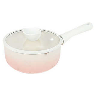 LMG 日式雪櫻料理不沾雪平鍋 漸層粉, 22cm, 1個