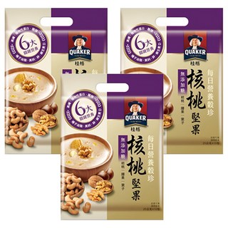 QUAKER 桂格 每日營養穀珍核桃堅果 無添加糖, 25g, 10包, 3袋