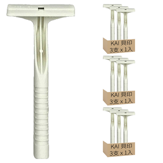 貝印 Kai ECO-3P 2刀刃環保刮鬍刀 雙刀片貼合肌膚 環保材質愛護地球 輕巧易握設計, 3支, 3組