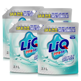 리큐 진한겔 하이브리드 실내건조 드럼용 액상세제 리필, 2.1L, 4개