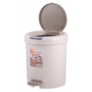 Polywise 翰庭 中哈波兩用垃圾桶 8L, 米色 + 咖啡色, 1個