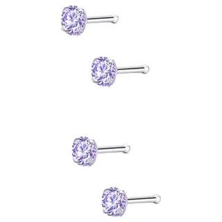 Brilliant Beauty 耀眼美人 閃耀鋯石鑽養耳棒 鈦鋼 過爐款 2對, 貴氣紫