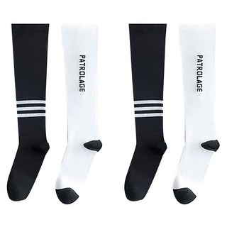 Edelin 獨特雙色拼接壓力運動長筒襪組, 白黑色, 2個