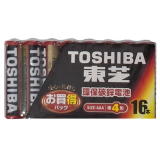 TOSHIBA 東芝 環保碳鋅電池 紅色 4號, 16個, 1組