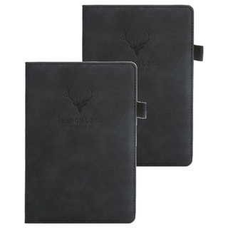 德利生活 A5羊巴皮筆記本, 加厚, 80克道林紙, 360頁, 黑色, 2本