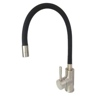 LEADER 麗達 304不鏽鋼 專利型萬向水龍頭 附進水管 + 加強片 LBE ST8815 22kg 黑矽膠管 不鏽鋼原色, 1個