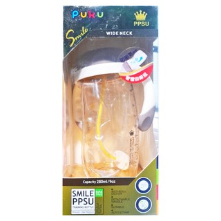 PUKU 企鵝 PPSU Smile母乳實感寬口練習奶瓶-280ml, 1個, 藍色