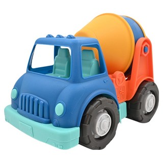 battat 科育感統玩具 圓周綠水泥車，仿真實造型，細節精緻，藍綠底橘黃色, 30.5 x 17 x 19.5cm, 1個