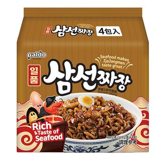 Paldo 八道 一品 三鮮炸醬麵 4包 Set, 海鮮風味濃郁，麵條彈牙有嚼勁